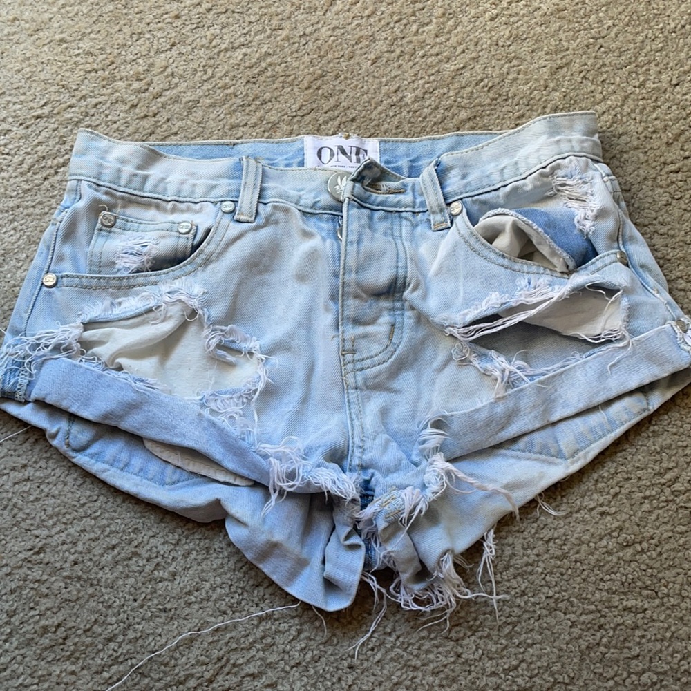 One teaspoon denim distressed shorts